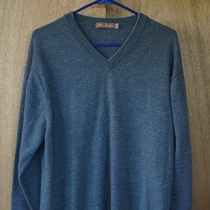 Vintage Per Me Uomo Men's XXL Gray Merino Wool V-Neck Sweater RN# 73597